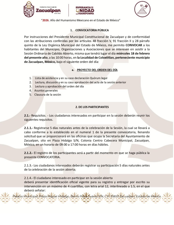 1.- PRIMER CONVOCATORIA CABILDO ABI